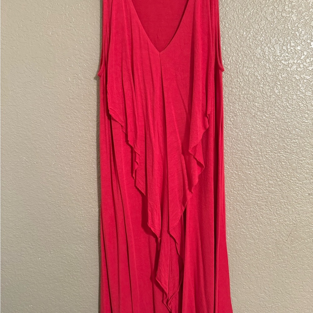 Cato Orange and Pink Asymmetrical Sundress V-Neck Sleeveless